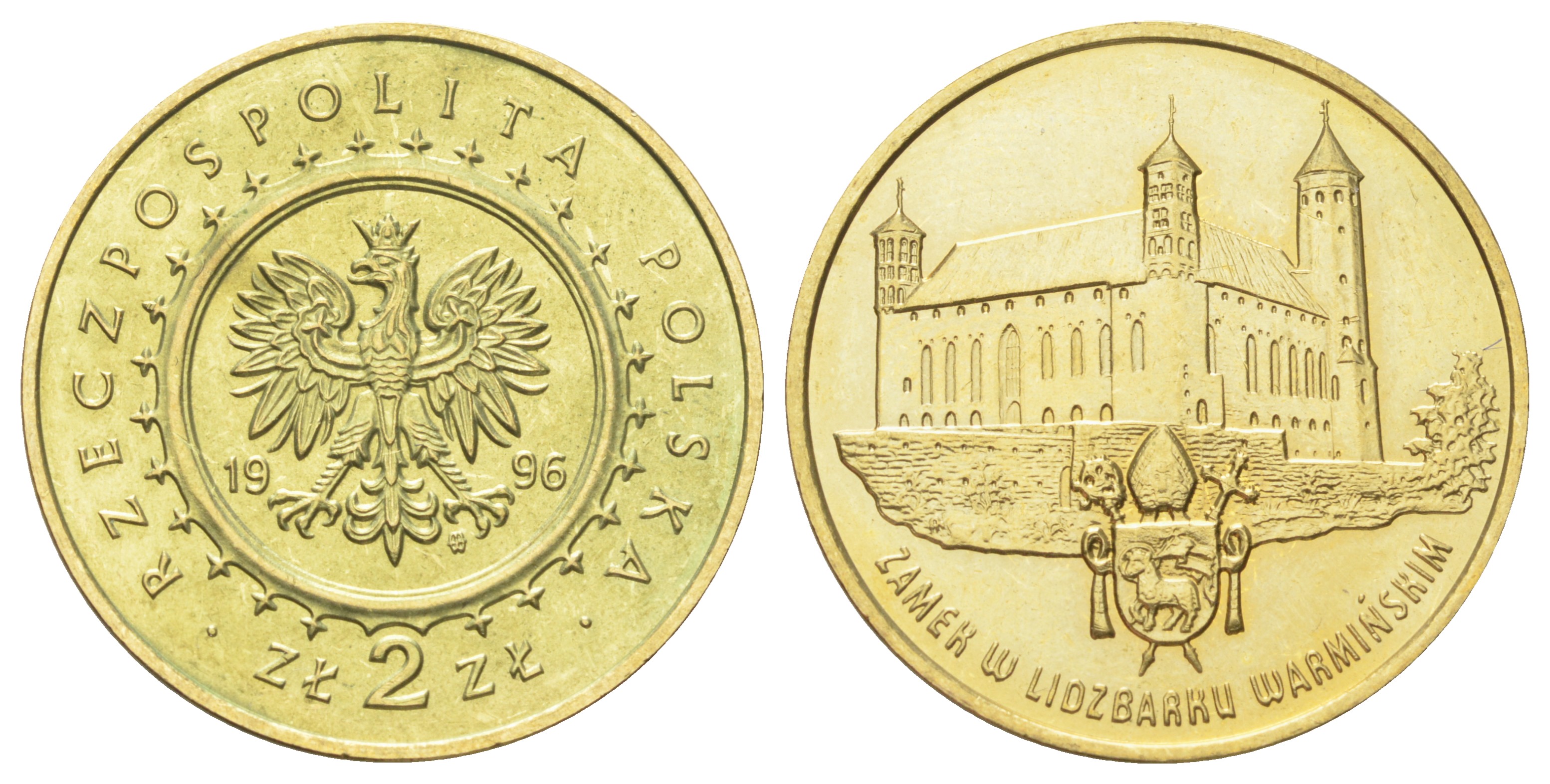 Польша 2 злотых 1996 MW, Лидзбарк-Варминьский замок KM 313 нордик  UNC  270-811