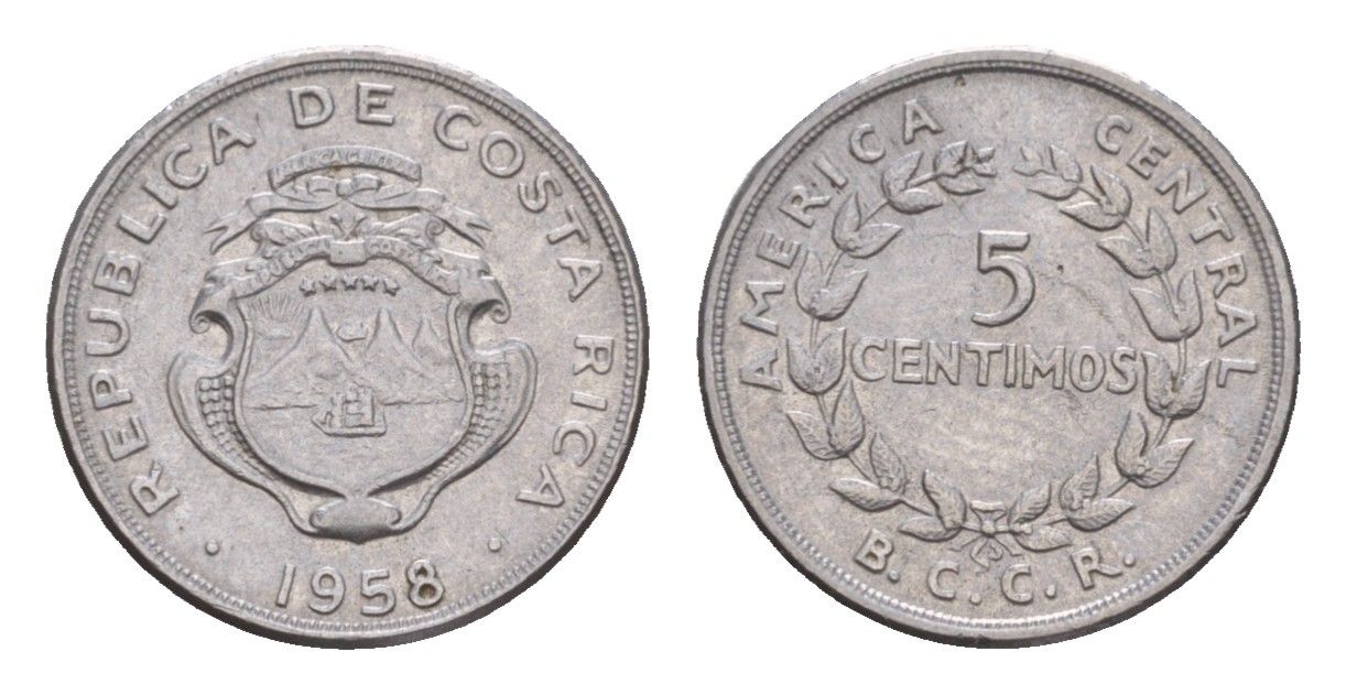 Коста-Рика 5 сентимо 1958 KM 184.1 медно-никель 4655-865