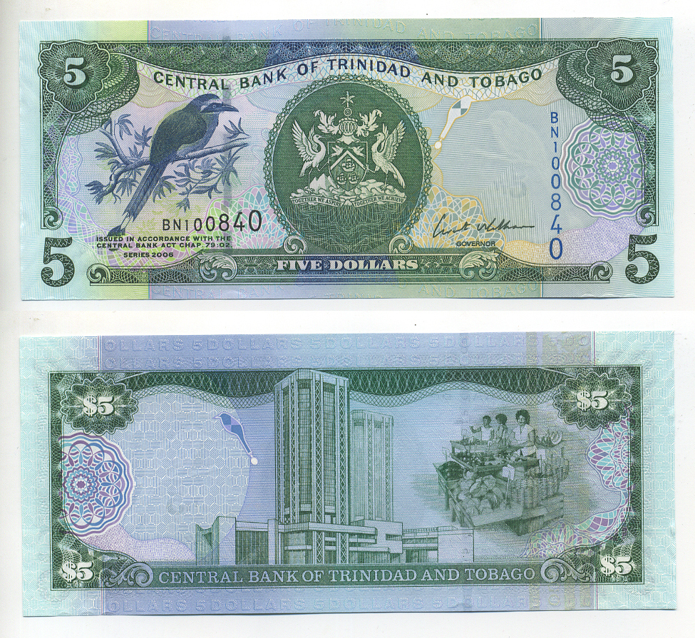 Тринидад и Тобаго 5 долларов 2006 Pick 47 c бумага UNC (пресс) 7214-30-1