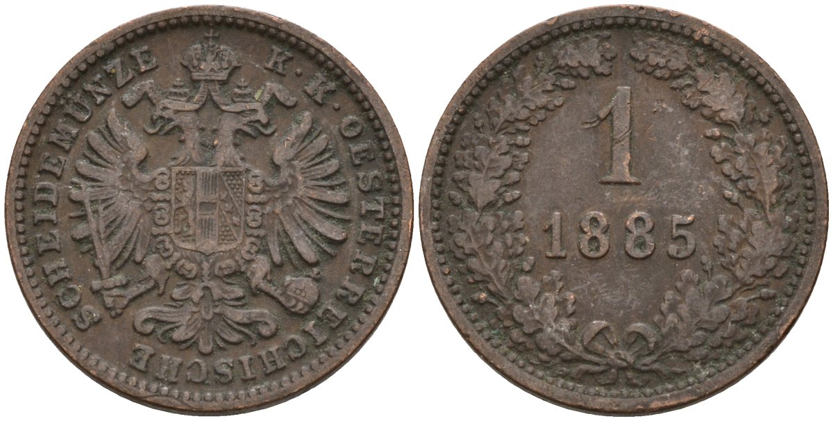 Австрия 1 крейцер 1885 Франц Иосиф (1848-1916) KM 2187 медь 4151-1259