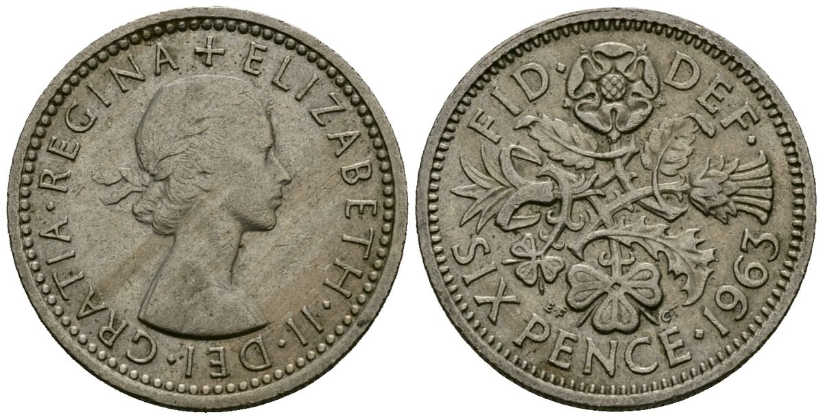 Великобритания 6 пенсов 1968 Елизавета II (1952-2022) KM 903, Spink 4149 медно-никель 4173-1253