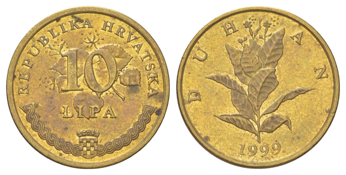 Хорватия 10 лип 1999 нечетный год KM 6 сталь плакированная латунью aUNC 4625-516