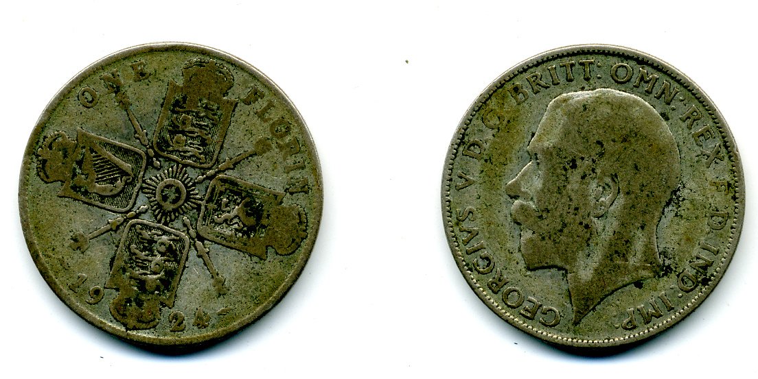 Великобритания 2 шиллинга = 1 флорин 1924 Георг V (1910-1936) KM 817a, Spink 4022 61-1221