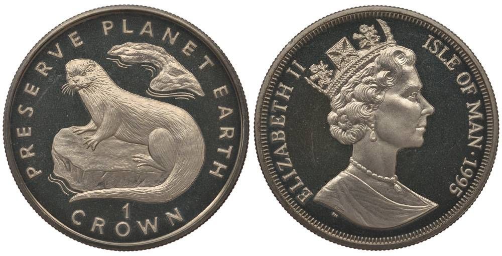Остров Мэн 1 крона 1995 серия сохраним планету Земля, европейская выдра KM 461 медно-никель UNC 1071-9-42