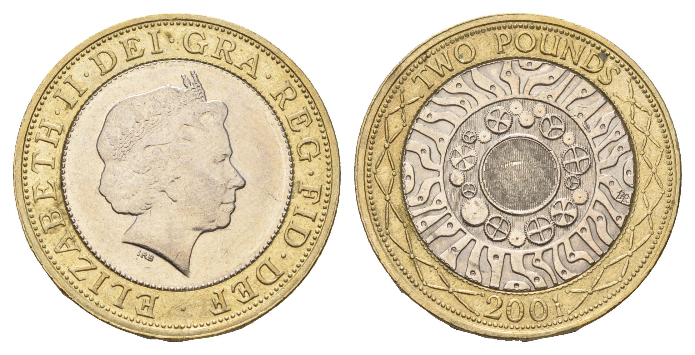 Великобритания 2 фунта 2001 Елизавета II (1952-2022) KM 994, Spink 4570 (K9) биметалл aUNC 4110-1321