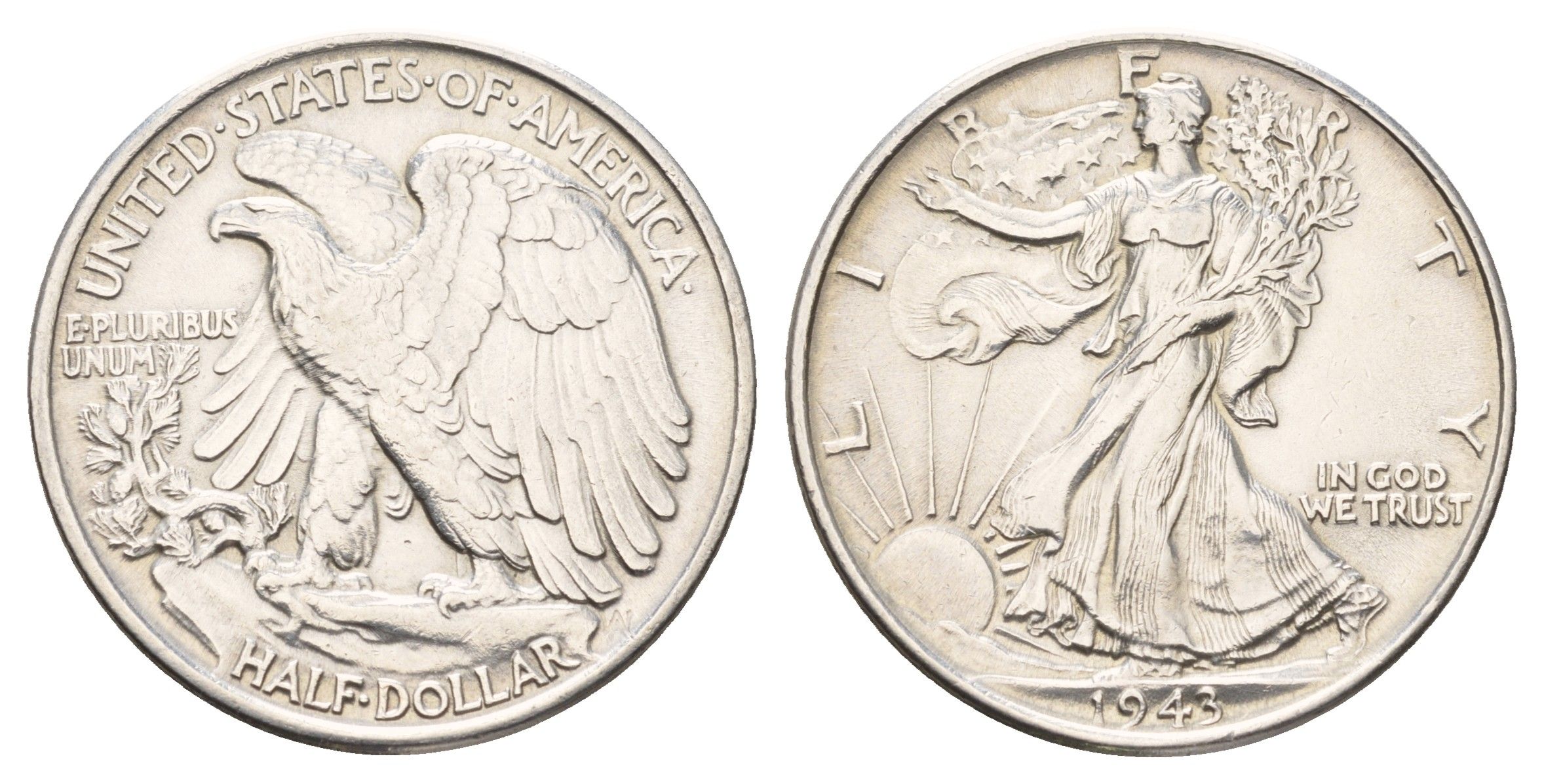 США 1/2 доллара (50 центов) 1943 KM 142 серебро 3896-514