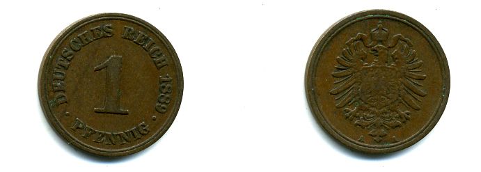 ГЕРМАНИЯ 1 ПФЕННИГ 1889 медь 35-742