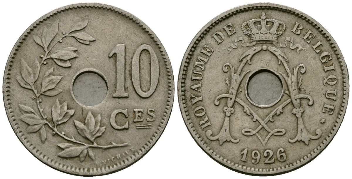 Бельгия 10 сантимов 1926 Belgique KM 85 медно-никель 4121-116