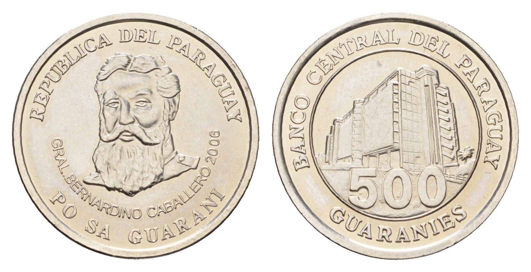 Парагвай 500 гуарани 2006 KM 195a никель сталь UNC 4666-1147