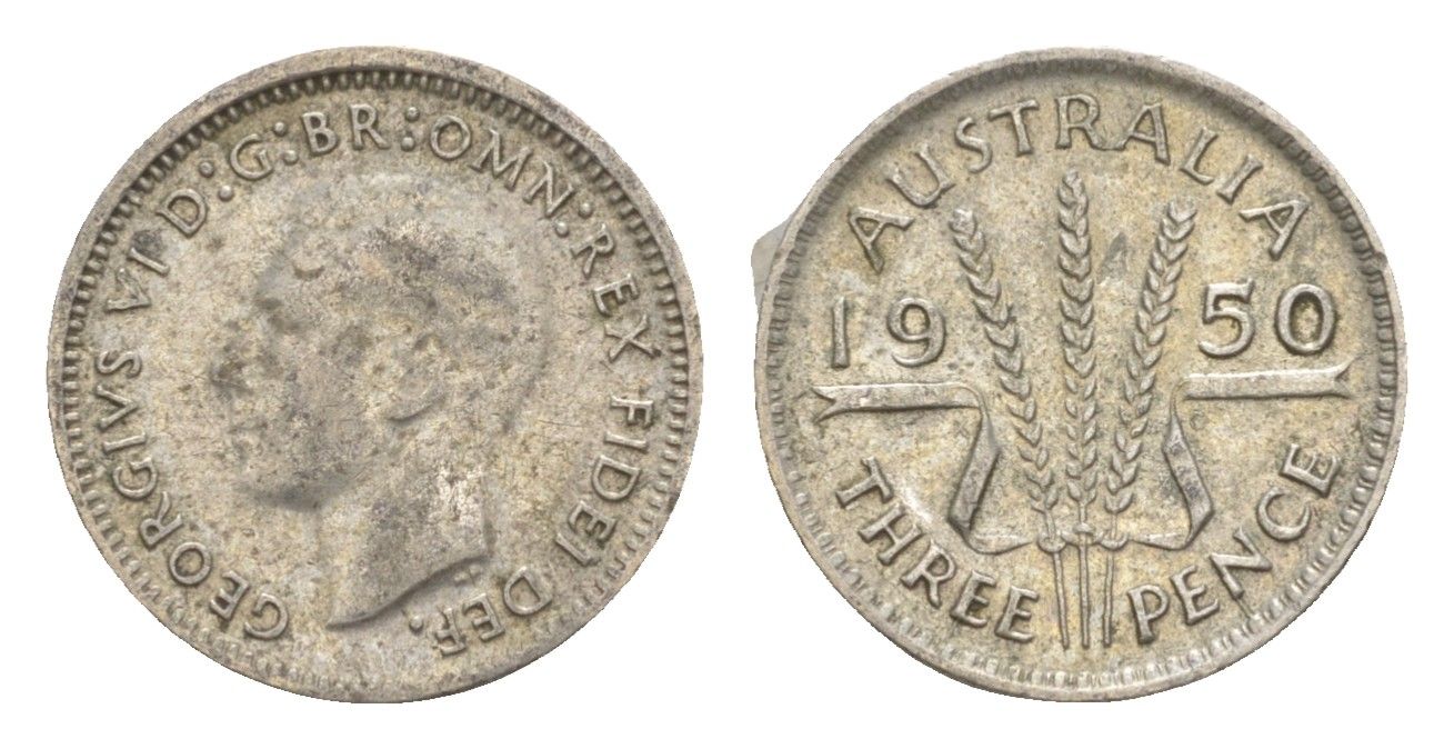 Австралия 3 пенса 1950 Георг VI (1936-1952) KM 44 серебро 4649-1067