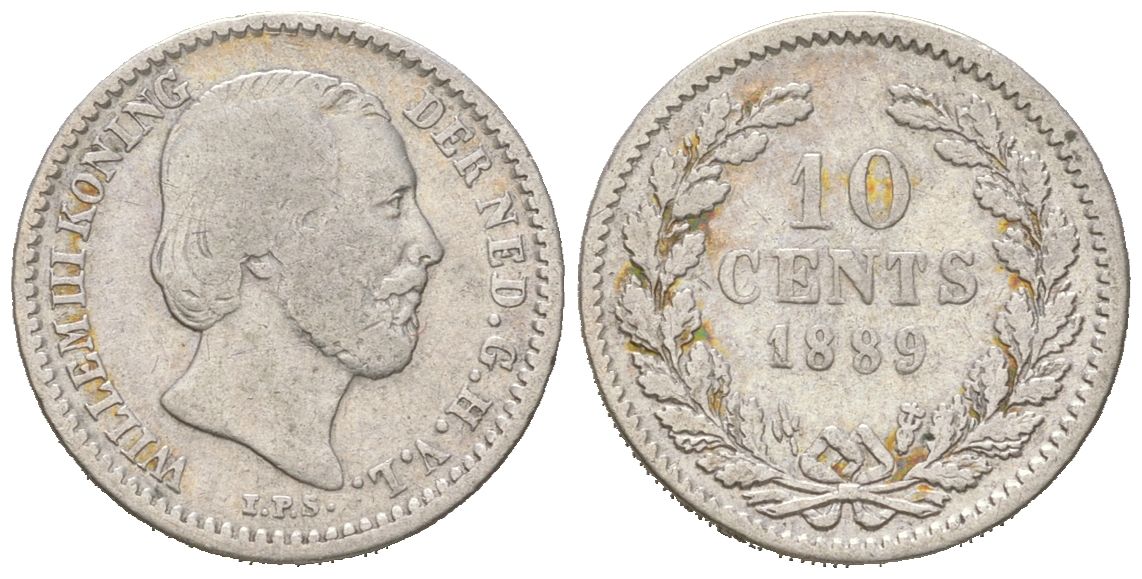 Нидерланды 10 центов 1889 Виллем III (1849-1890) KM 80 серебро 4152-1015