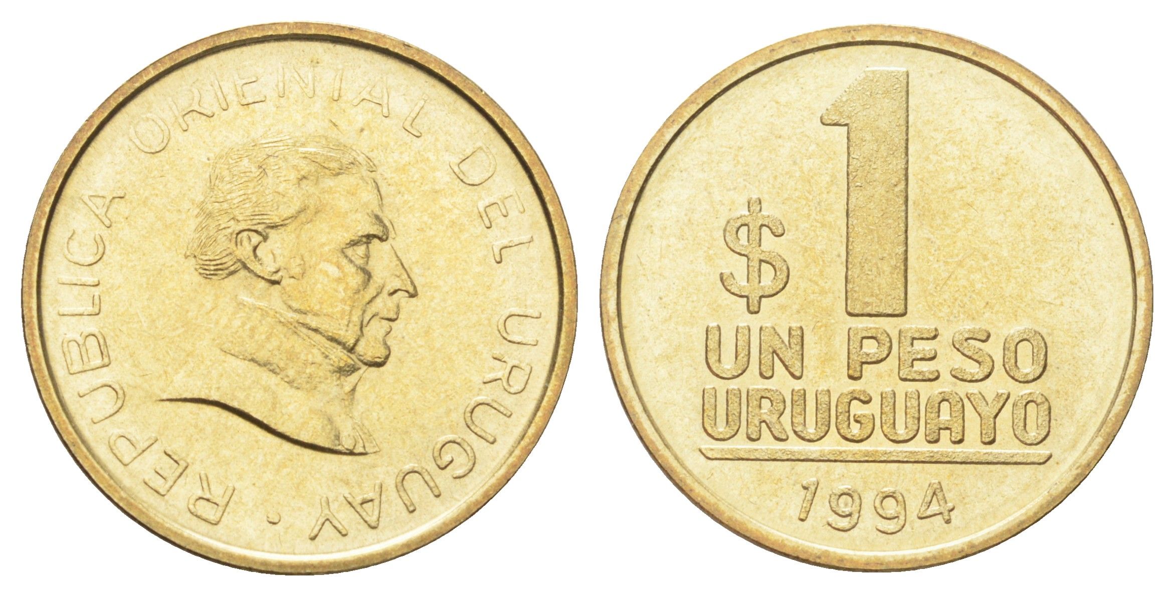 Уругвай 1 песо 1994 год-тип KM 103.1 алюминиевая бронза UNC 4697-1038