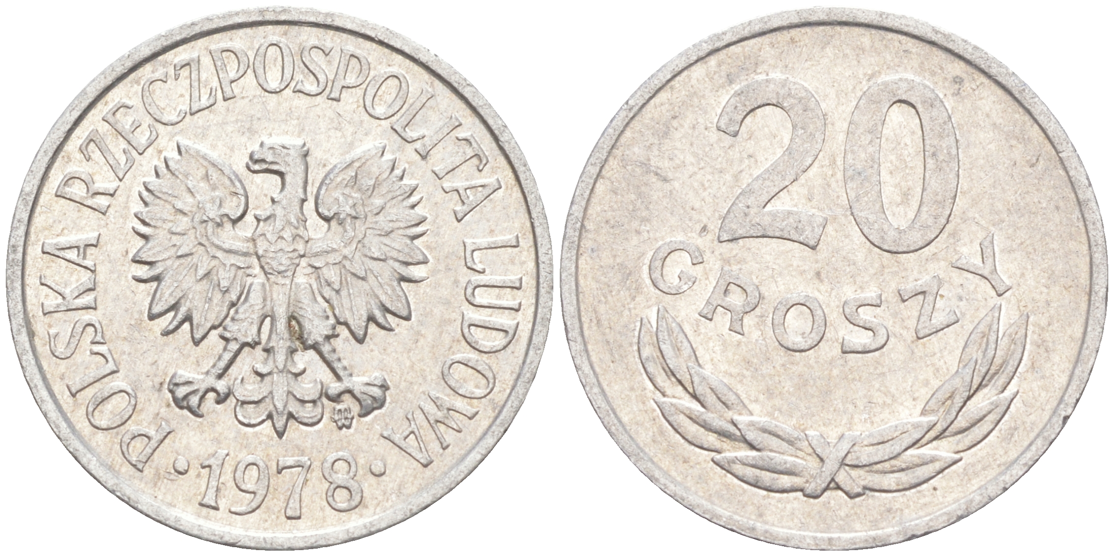 ПОЛЬША 20 ГРОШЕЙ 1978 MW KM А47 алюминий 106-455