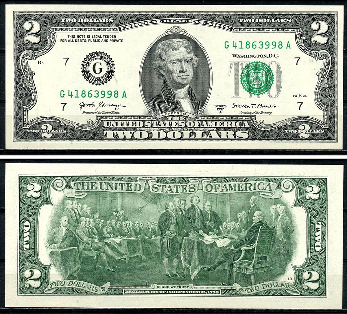 США 2 доллара 2017 Pick W545 бумага UNC (пресс) 7554-26-3-2