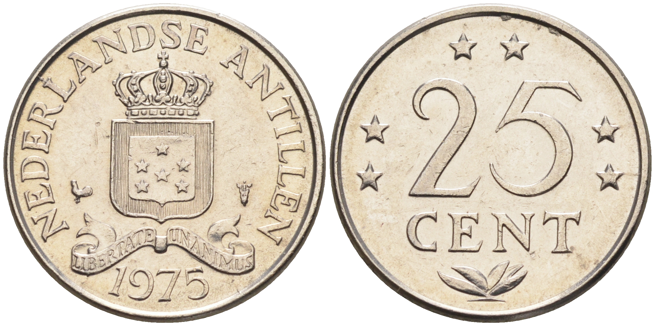 Нидерландские Антилы 25 центов 1975 Юлиана (1948-1980) KM 11 никель 4169-366