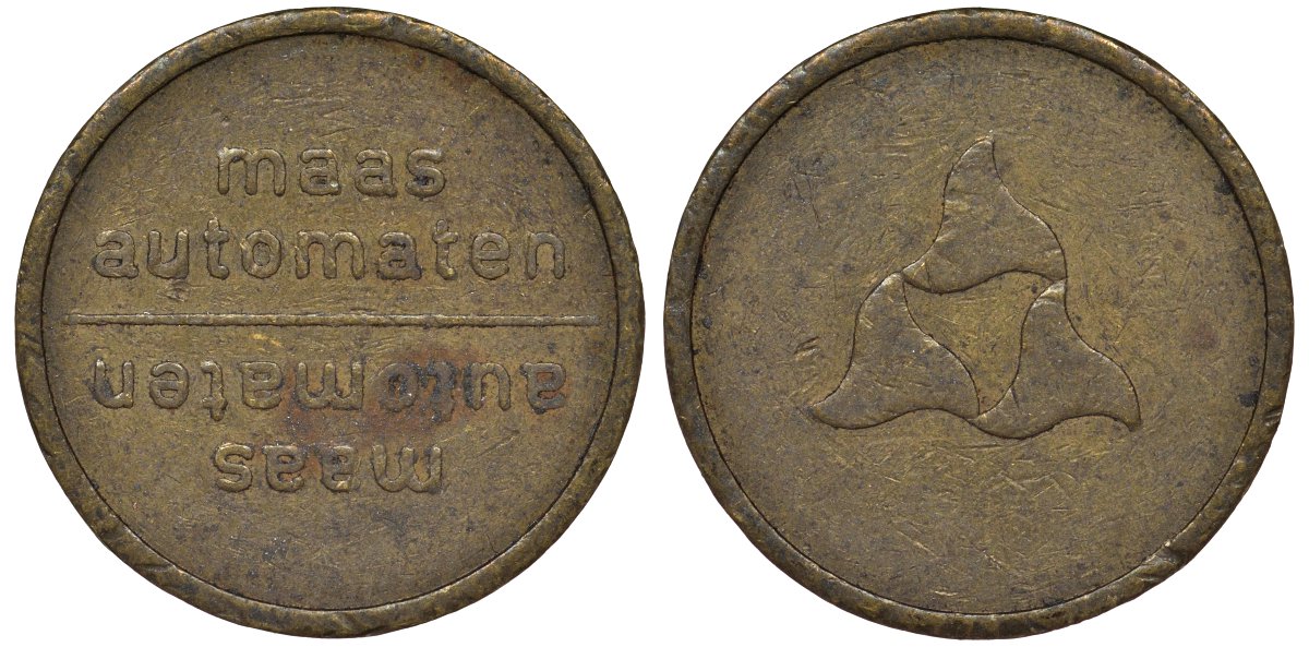 Нидерланды игровой жетон ND MAAS AUTOMATEN, диаметр 20 мм алюминиевая бронза 4128-947