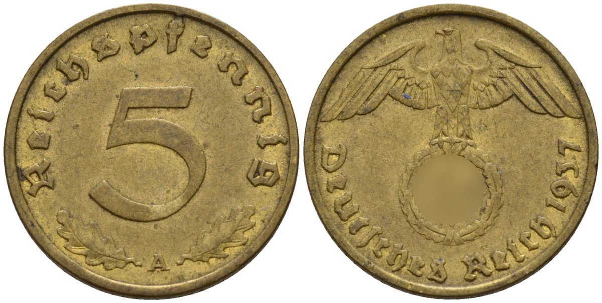 Германия 5 рейхспфеннигов 1937 A KM 91, J. 363 алюминиевая бронза 4151-747