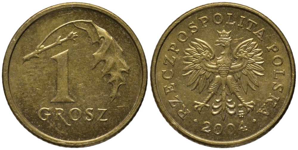 Польша 1 грош 2004 MW KM 276, Parchimowicz 701m латунь 4396-1255