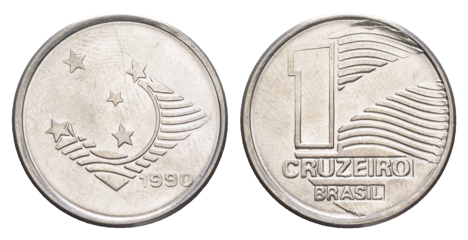 Бразилия 1 крузейро 1990 KM 617 нержавеющая сталь UNC 4644-518