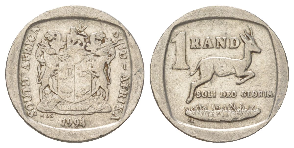 ЮАР 1 ранд 1994 KM 138 медь плакированная никелем 4627-261
