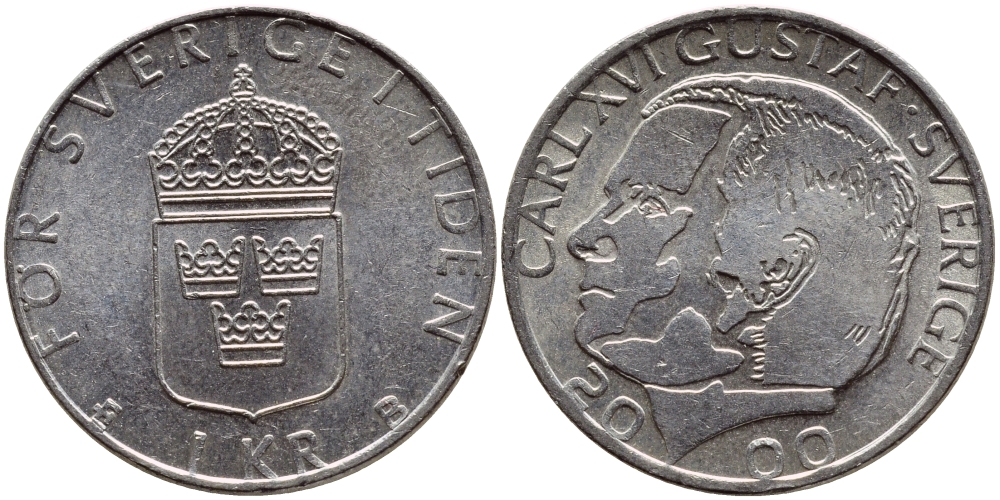 Швеция 1 крона 2000 Карл XVI Густав (1973- ) KM 852а медно-никель 4364-4126