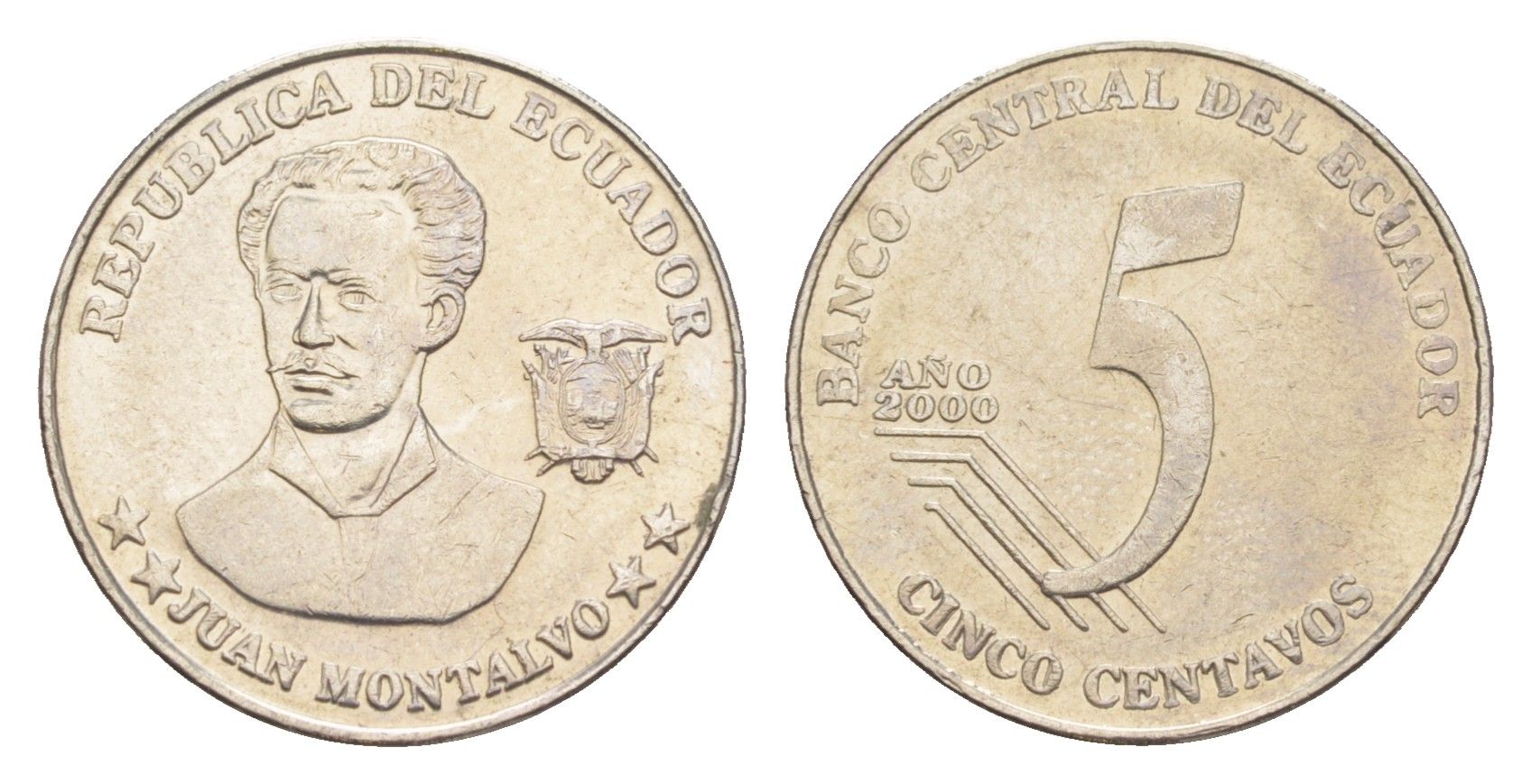 Эквадор 5 сентаво 2000 KM 105 нержавеющая сталь UNC 4640-1132
