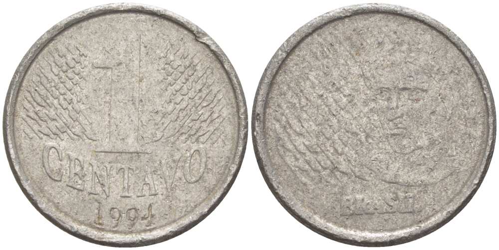 БРАЗИЛИЯ 1 СЕНТАВО 1994 РЕФОРМА 1994-, ГОЛОВА СВОБОДЫ ВЛЕВО KM 631 нержавеющая сталь 51-2846