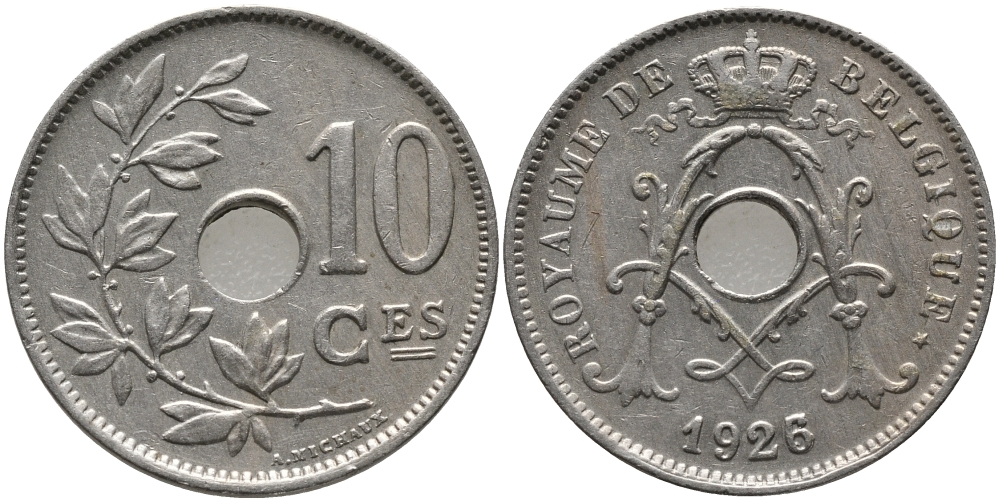 Бельгия 10 сантимов 1926/5 Belgique KM 85.1 медно-никель 4606-1114