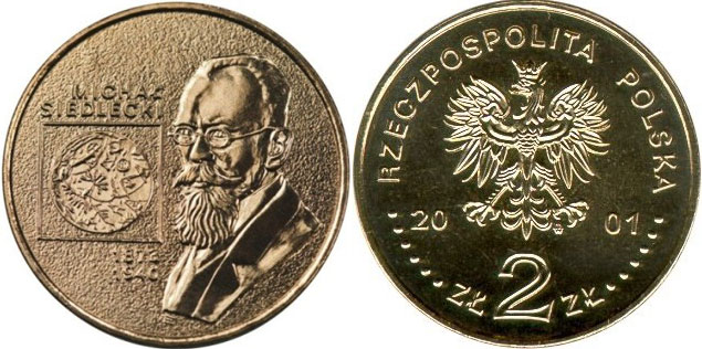 Польша 2 злотых 2001 MW, серия польские путушественники, Михал Седлецкий (1873-1940) KM 421 нордик UNC 4526-116