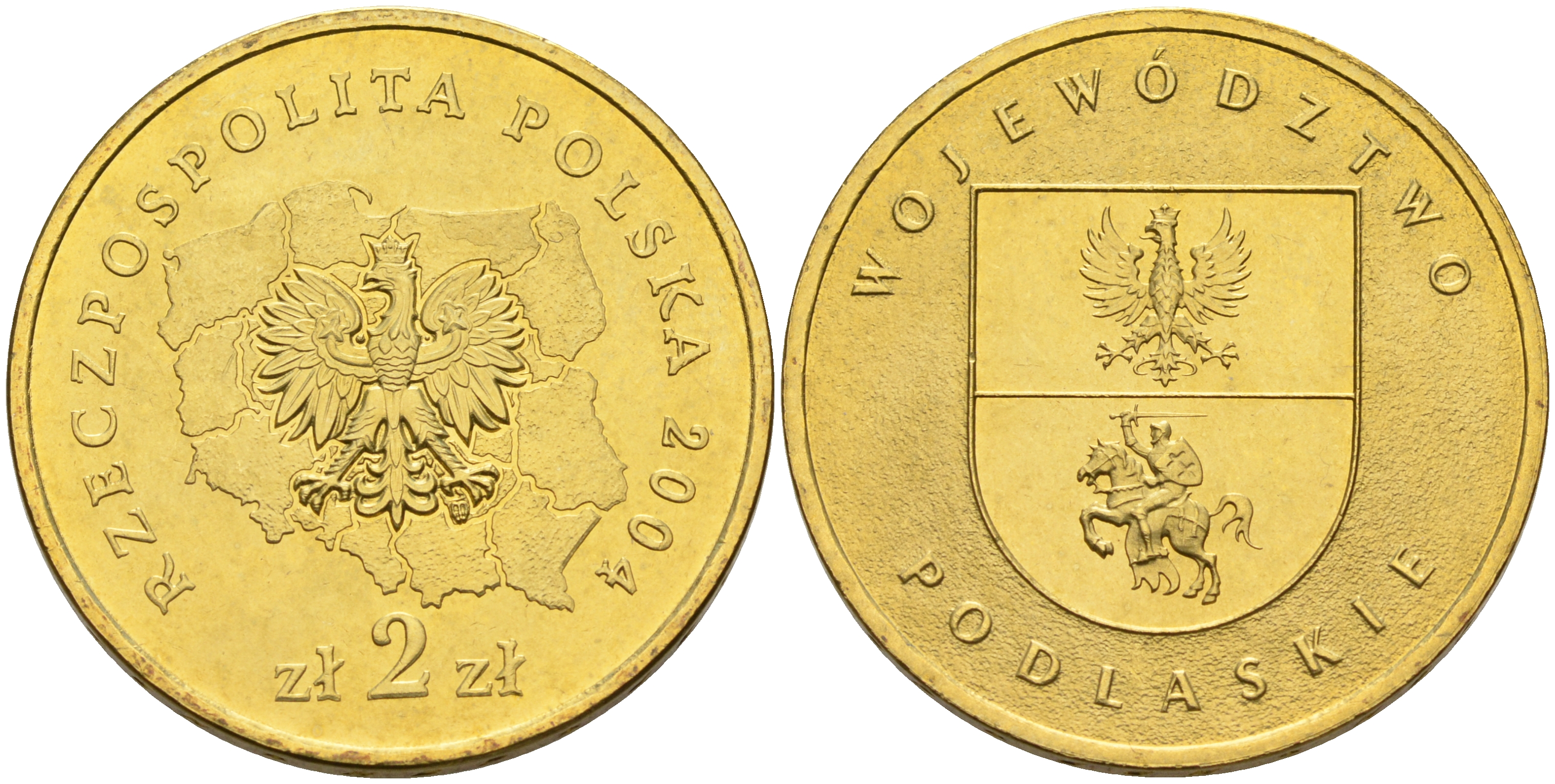 Польша 2 злотых 2004 MW, серия польские воеводства, Подляское воеводство KM 491 нордик 4589-511