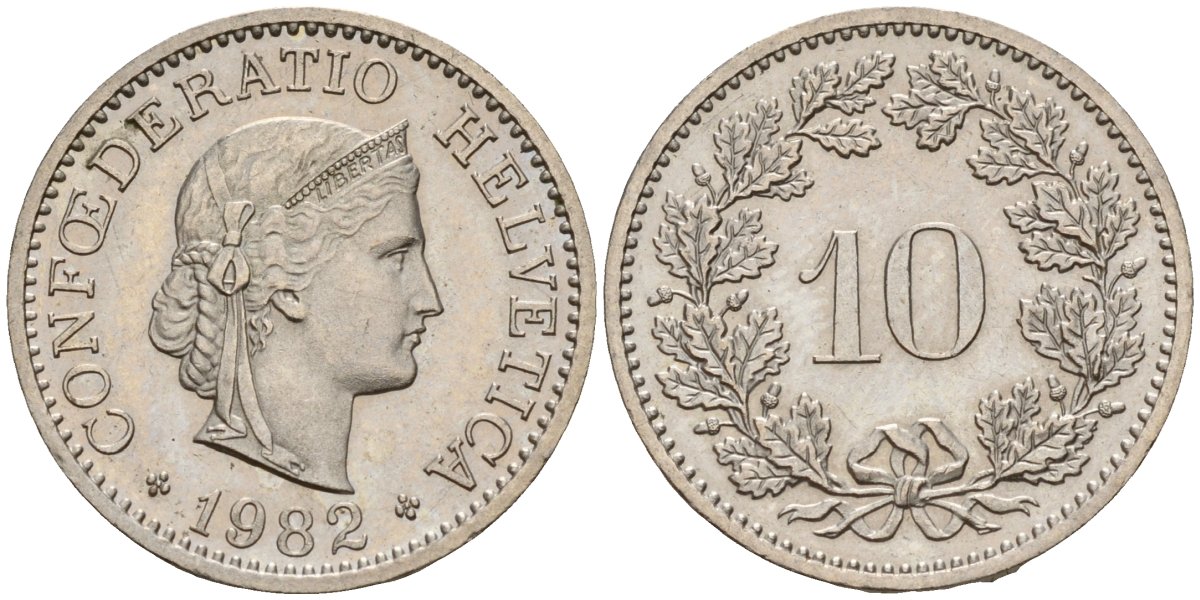 Швейцария 10 раппенов 1982 KM 27 медно-никель 4189-429