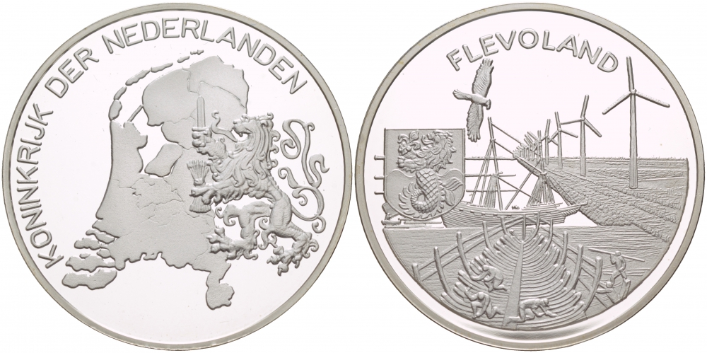 НИДЕРЛАНДЫ МЕДАЛЬ ND ПРОВИНЦИЯ ФЛЕВОЛАНД серебро PROOF 1088-6-21