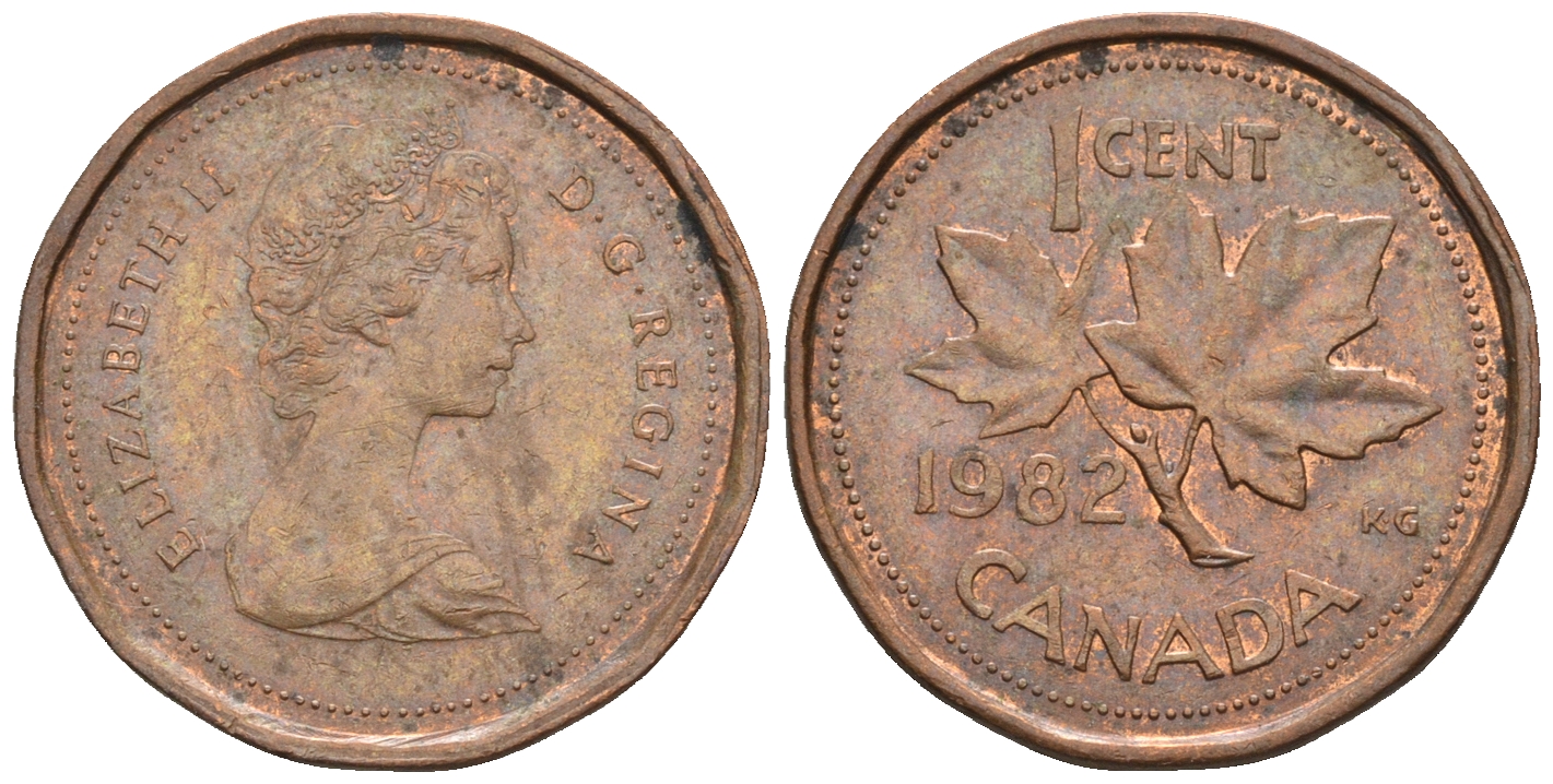 Канада 1 цент 1982 Елизавета II (1952-2022), кленовый лист KM 132 бронза 4609-169