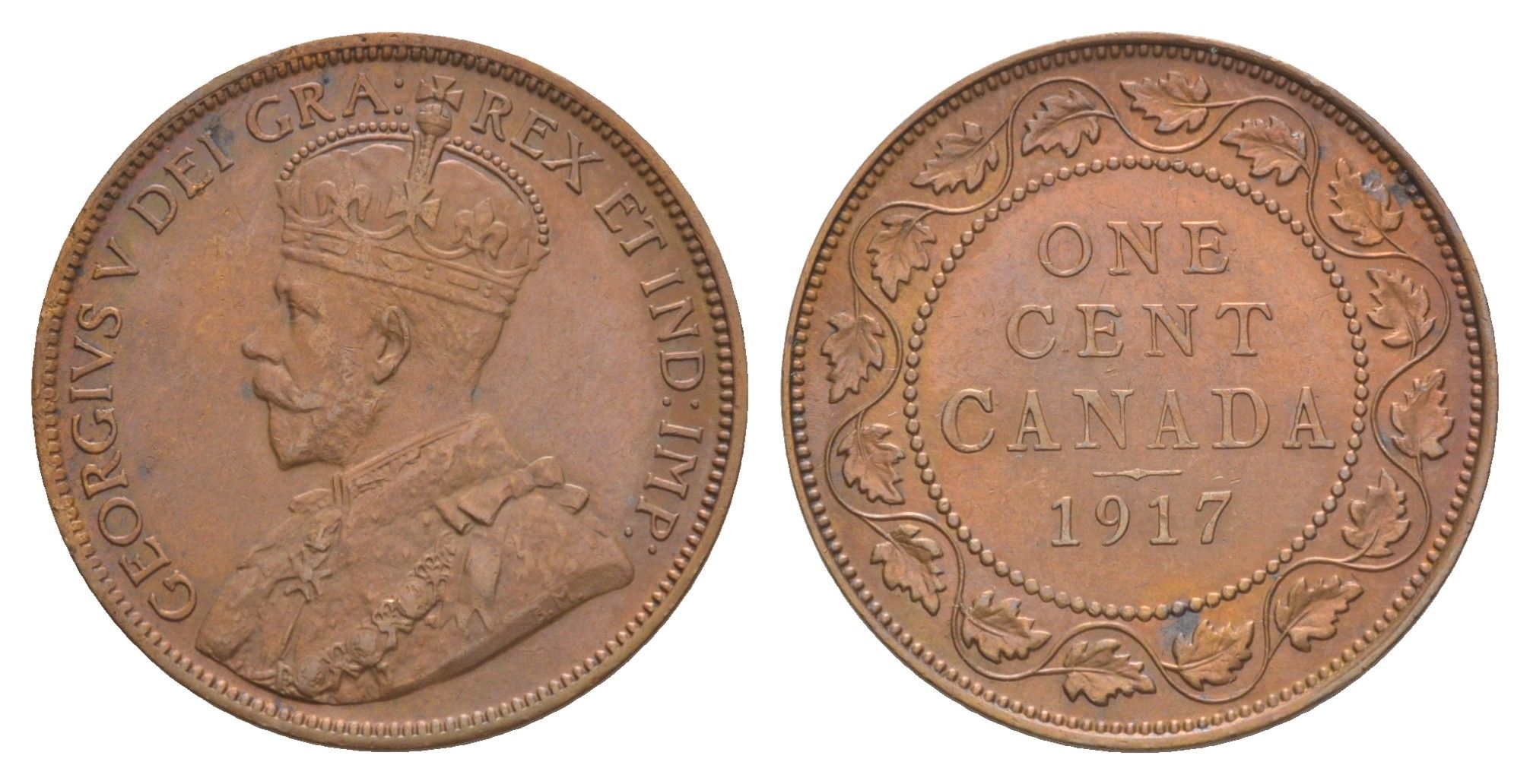 Канада 1 цент 1917 Георг V (1910-1936) KM 21 бронза 1527-1025