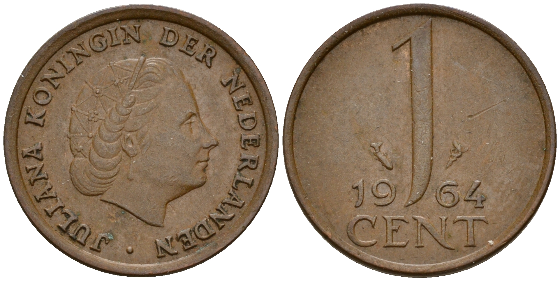 Нидерланды 1 цент 1964 Юлиана (1949-1980) KM 180 бронза    4598-236