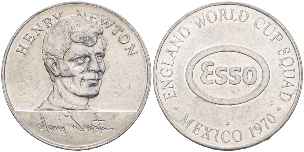 МЕКСИКА ЖЕТОН СПОРТИВНЫЙ 1970 HENRY NEWTON, АНГЛИЙСКИЙ КУБОК ЧЕМПИОНОВ, ГУРТ РУБЧАТЫЙ, ESSO алюминий 4544-832