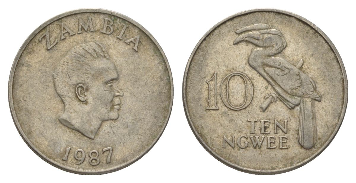 Замбия 10 нгве 1987 KM 12 медь цинк никель 4626-712
