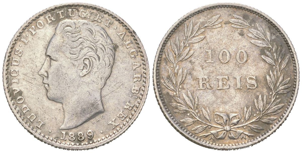Португалия 100 реалов 1889 Луиш I (1861-1889) KM 510 серебро 4611-269