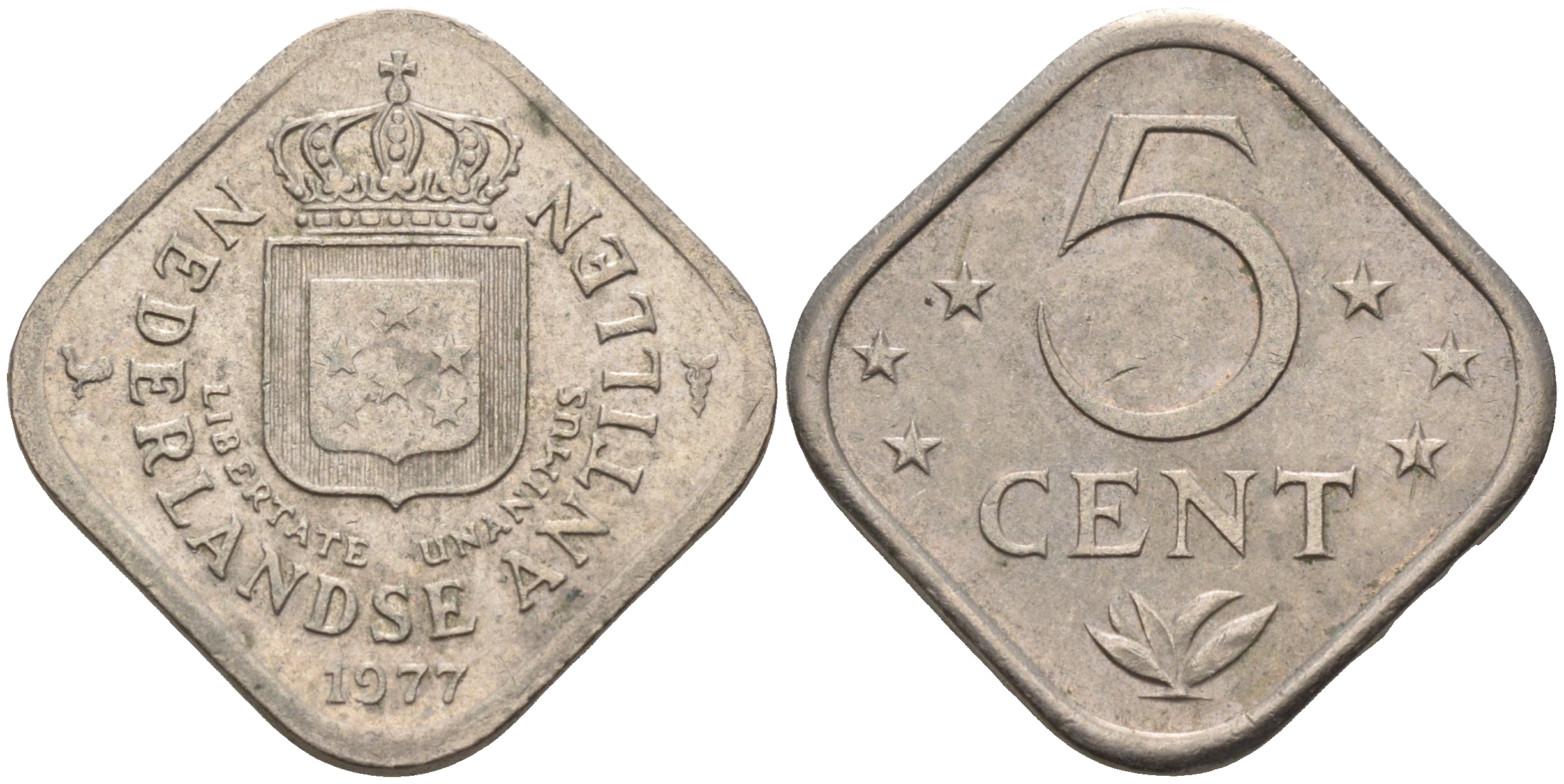 Нидерландские Антилы 5 центов 1977 Юлиана (1948-1980) KM 13 медно-никель 4595-437