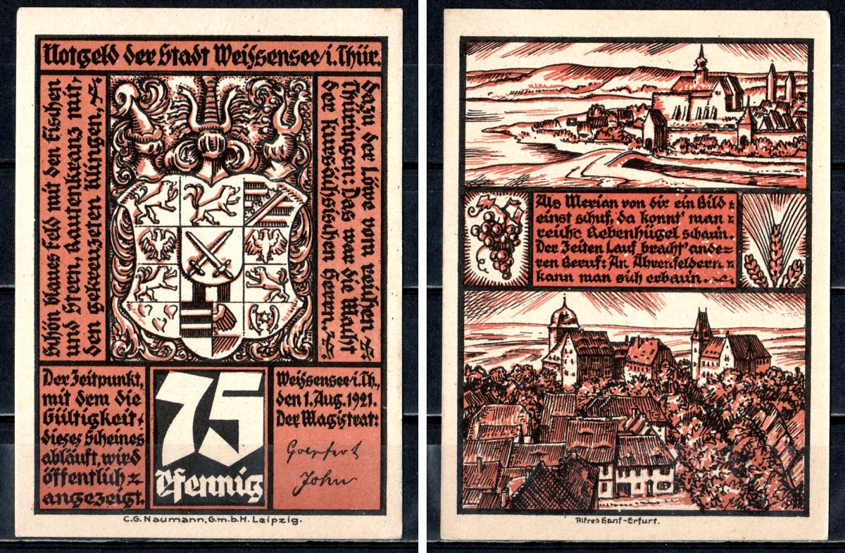 Вайсензе (Пруссия, Саксония) 75 пфеннигов 1921 2193-52-1-2