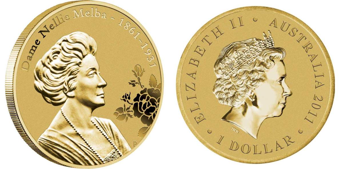 Австралия 1 доллар 2011 150 лет со дня рождения Нелли Мельба KM 1591 алюминиевая бронза UNC M40-05
