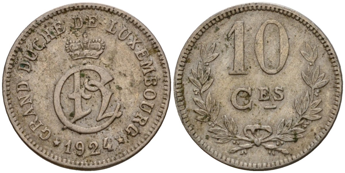 Люксембург 10 сантимов 1924 Шарлотта (1918-1964) KM 34 медно-никель 4584-232