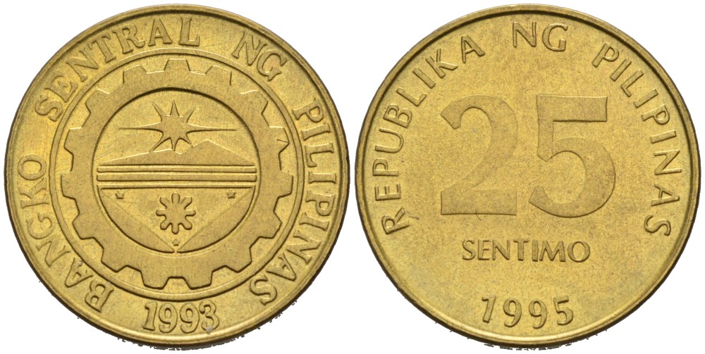 Филиппины 25 сентимо 1995 KM 271 латунь 4178-218