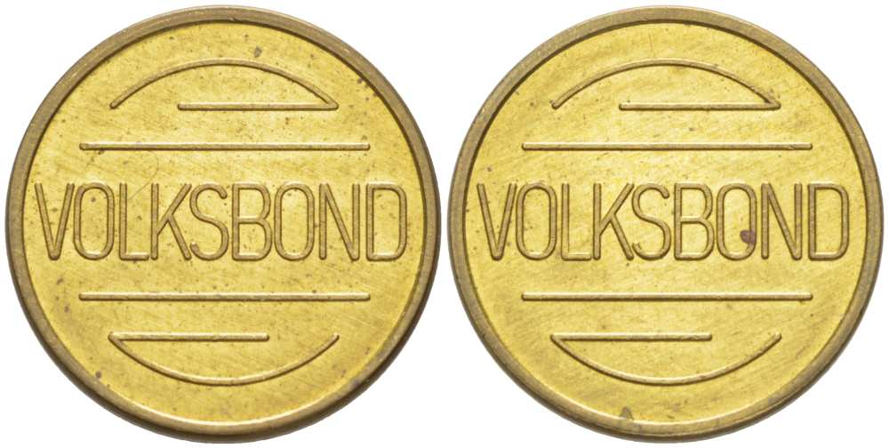 ГЕРМАНИЯ ЖЕТОН ND VOLKSBOND, ДИАМЕТР 20 ММ. жёлтый металл 217-711