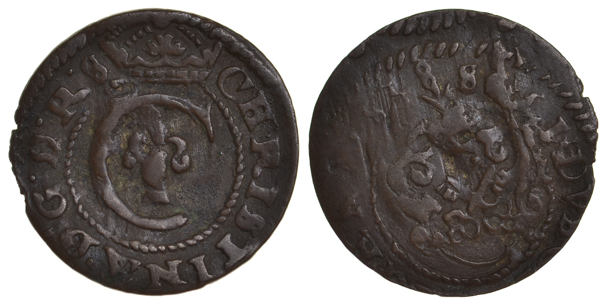 Ливония, Рига, шведская оккупация солид (шиллинг) 1648? Кристина (1634-1654) KM 21 серебро 1527-625