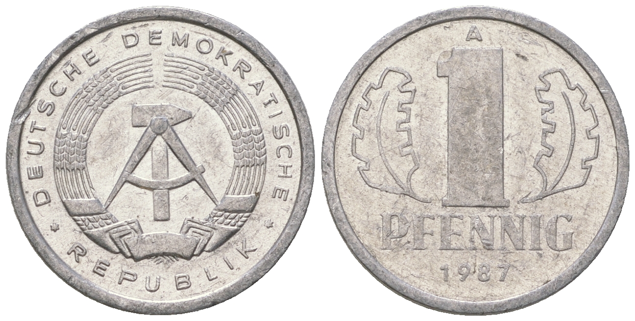 ГДР 1 пфенниг 1987 А KM 8.2 алюминий 4651-121