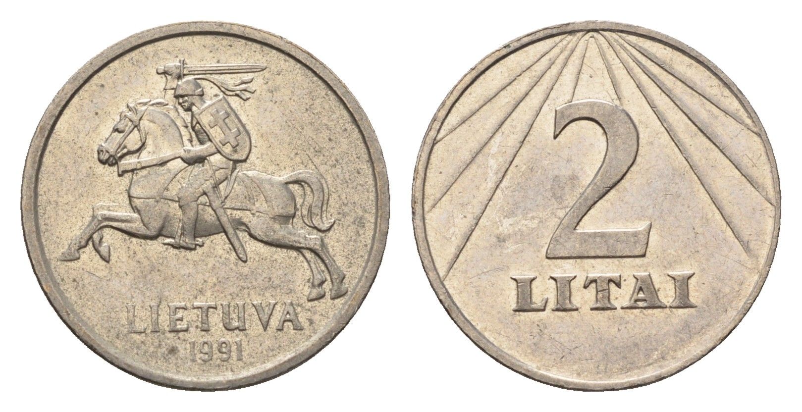 Литва 2 лита 1991 год-тип KM 92 медно-никель 26-411