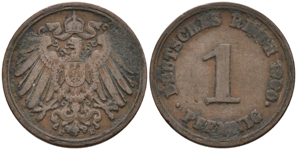 Германия 1 пфенниг 1900 E KM 10, J. 10 медь 4567-1144