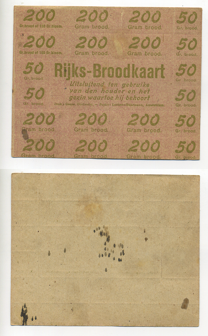 Нидерланды хлебные карточки 1944-1948 зеленая печать бумага 6317-32-3-1