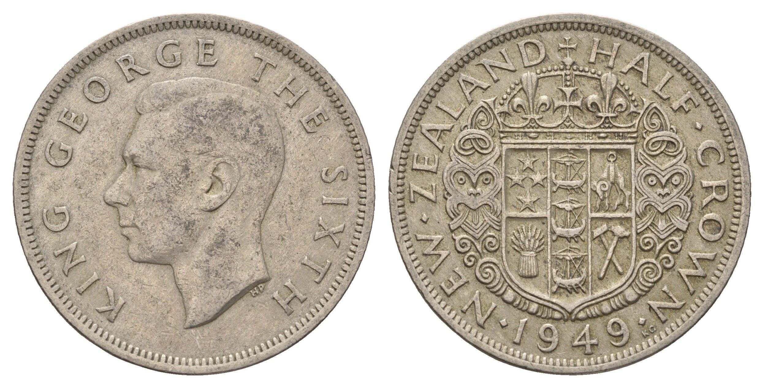 Новая Зеландия 1/2 кроны 1949 Георг VI (1936-1952) KM 19 медно-никель 4672-314